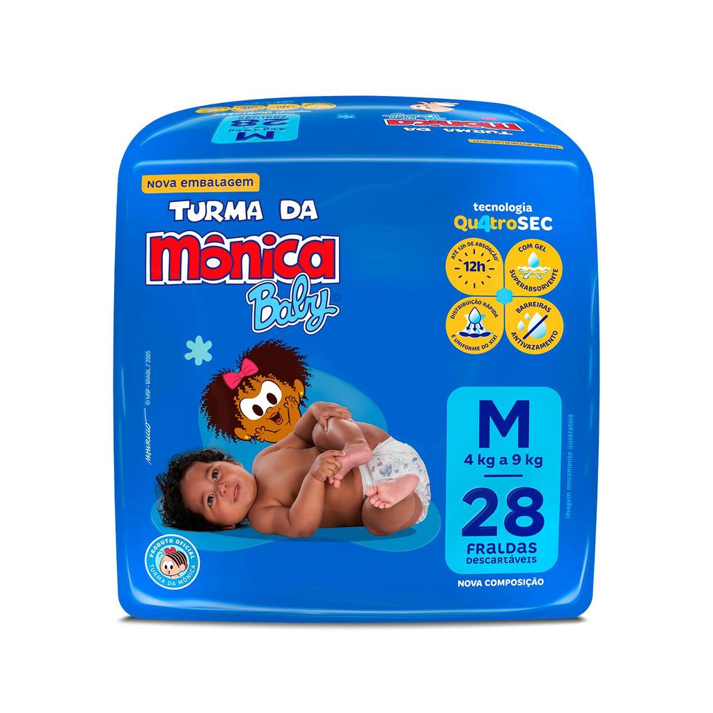 Kit 3 Fraldas Turma da Mônica Baby Jumbo M com 28un cada — imagem 2 de 2
