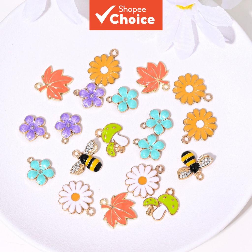 Conjunto De Pingente De Margarida De Flor De Cerejeira De Abelha Fofa , Artesanato DIY Para Pulseira De Colar De Brinco