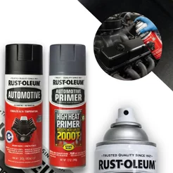 Kit Primer Cinza + Tinta Spray Preto Alta Temperatura 1093°C Rust Oleum