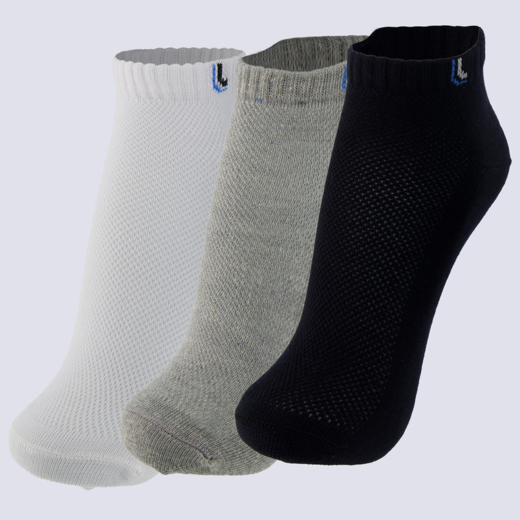 Kit Meia Lupo Walk Cano Curto 3 Pares Branca Preta e Cinza