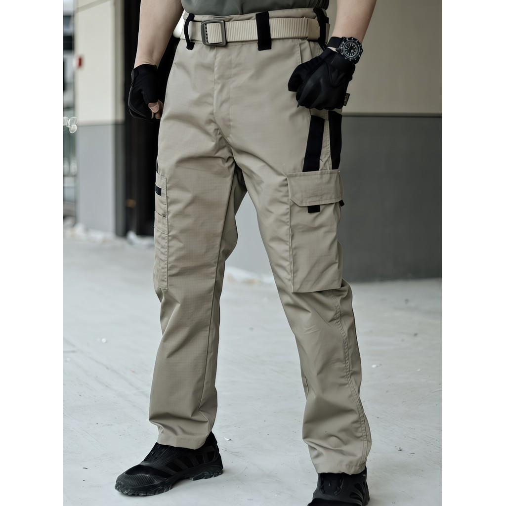 Calças táticas masculinas macacão militar à prova de rasgos Design à prova d'água com 9 bolsos de segurança pesca ao ar 