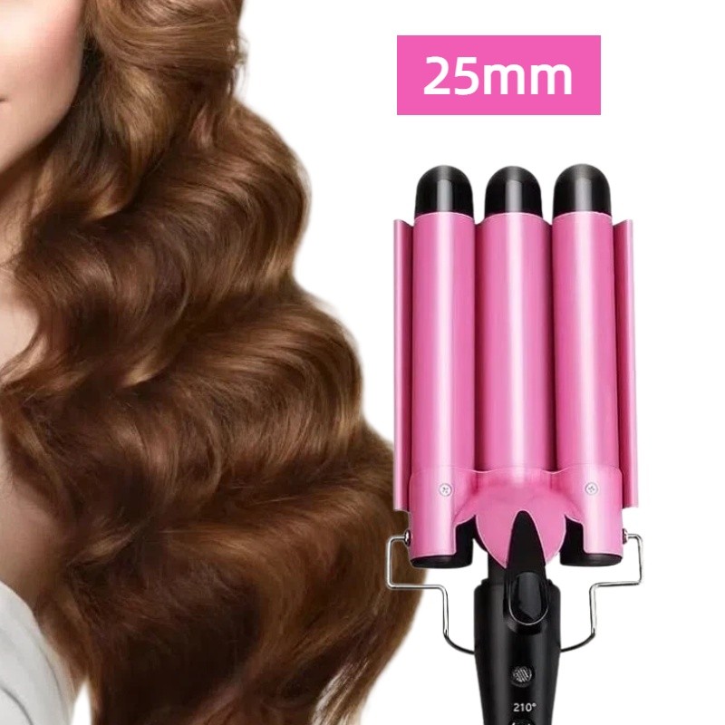Chapinha Triondas Ondulador Formador Triplo 22/25mm Modelador de Cachos Onda Cabelo Cerâmica 200°C