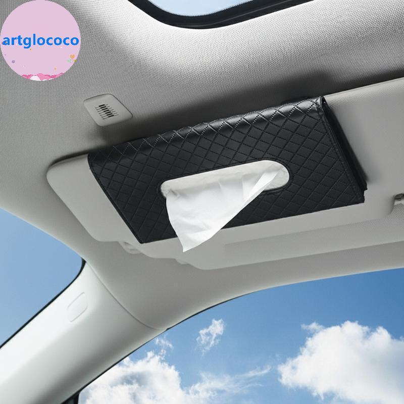 Artglococo 2 Em 1 Caixa De Tecido Para Viseira Solar De Carro , Porta-Guardanapo Recarregável , Organizador Elegante , C