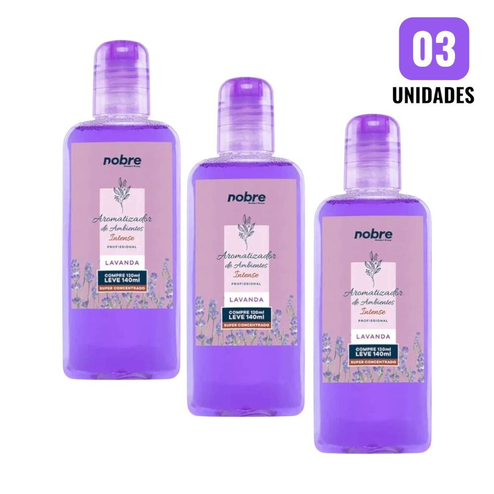 Imagem Kit 3 Aromatizante de Ambiente Lavanda 140ml Nobre Spray Perfume Relaxante Duradouro