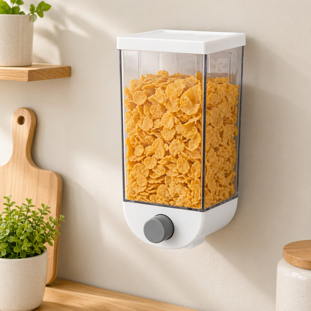Dispenser De Alimentos De Parede 1l Porta Cereal Hermético