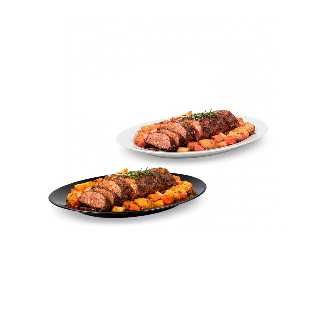2 Travessas Bandeja Refratário Assadeira Oval 35cm Porção Servir Cozinha Antiaderente