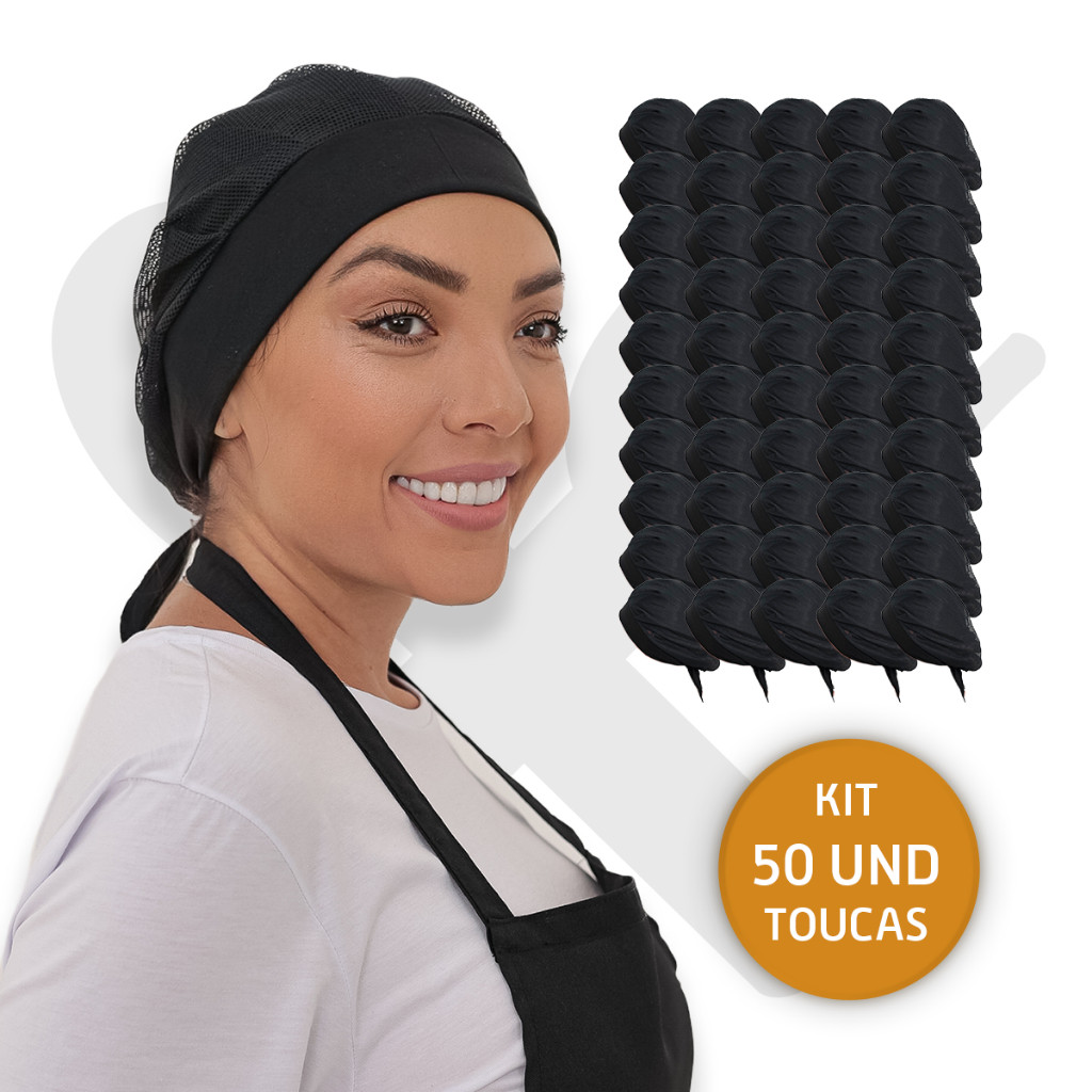 Kit Com 50 Touca Telinha Lavável Atacado Cozinha Restaurante Padaria Pizzaria Uniforme