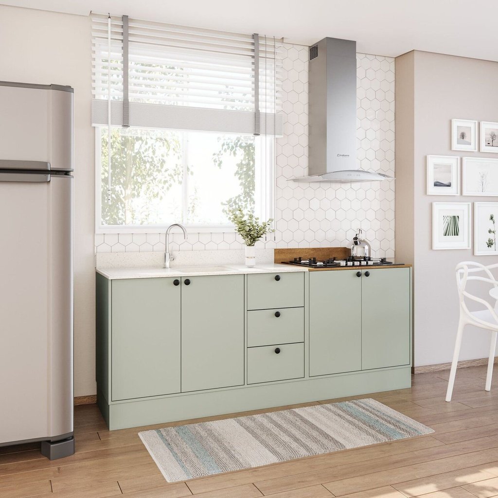 Cozinha com Rodapé com 2 Peças Rubi Yescasa Verde/Oliva 2