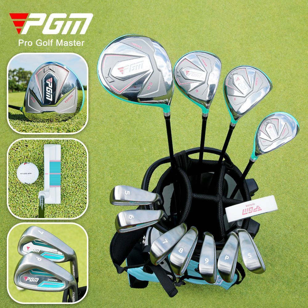 Conjunto De Tacos De Golfe Femininos PGM Golf LTG051 | Design Feminino Com Eixo De Carbono Para Mão Direita De 12 Clubes