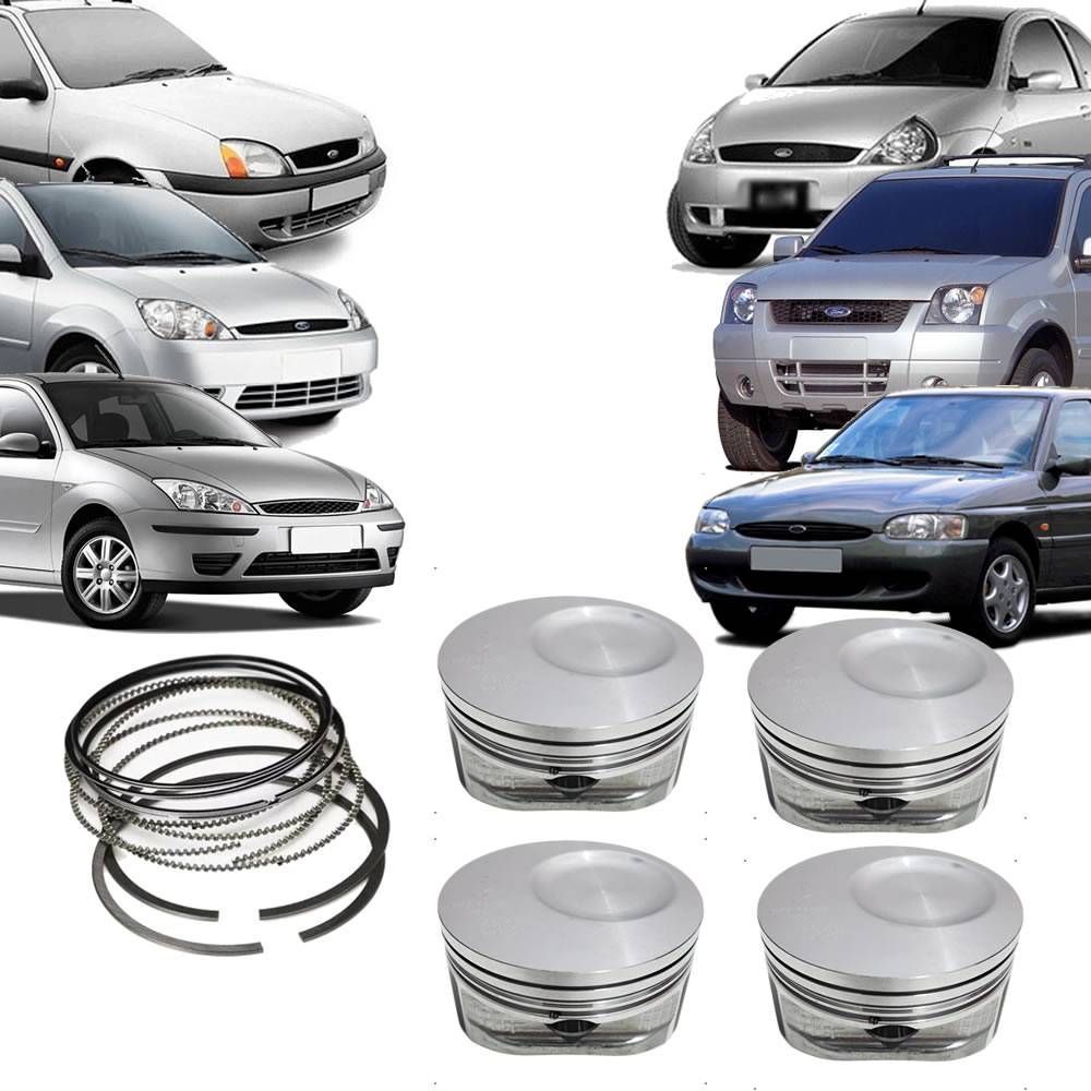Jogo Pistão c/ Anel STD EcoSport Fiesta Ka Focus Courier Escort 1.6 8v Gasolina Zetec Rocam