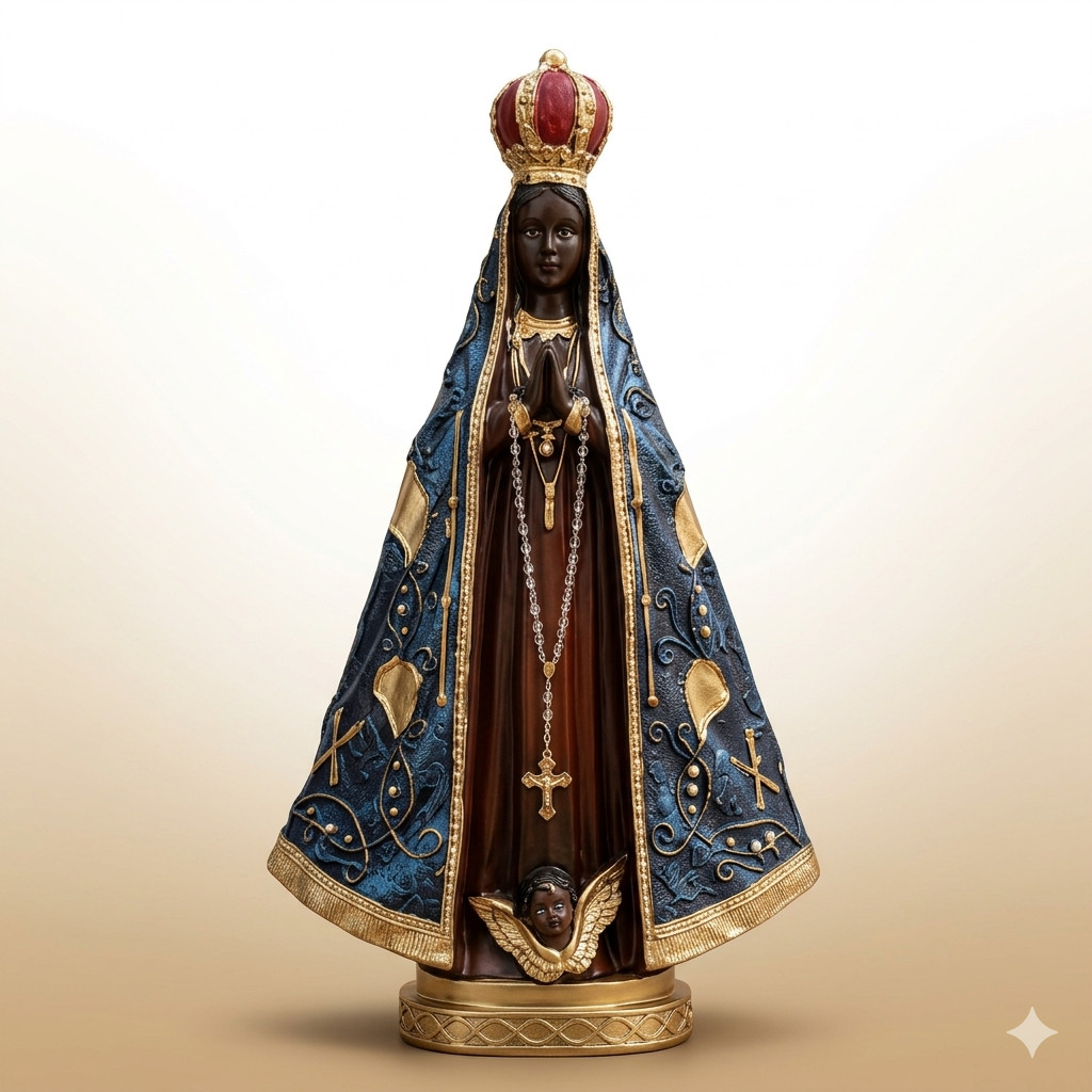 Imagem Nossa Senhora Aparecida Italiana 40cm em Gesso com Pó de Mármore