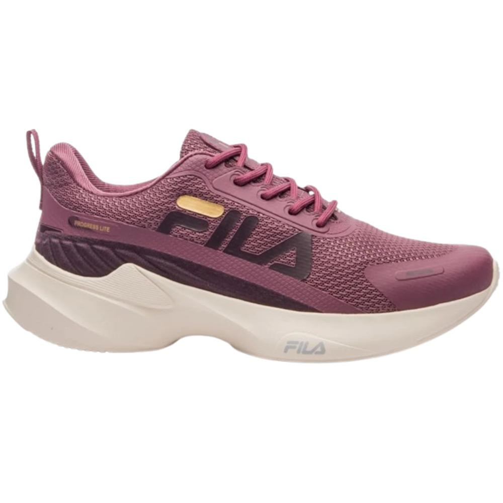 Tênis Fila Progress Lite Feminino - Vinho/Marrom/Dourado