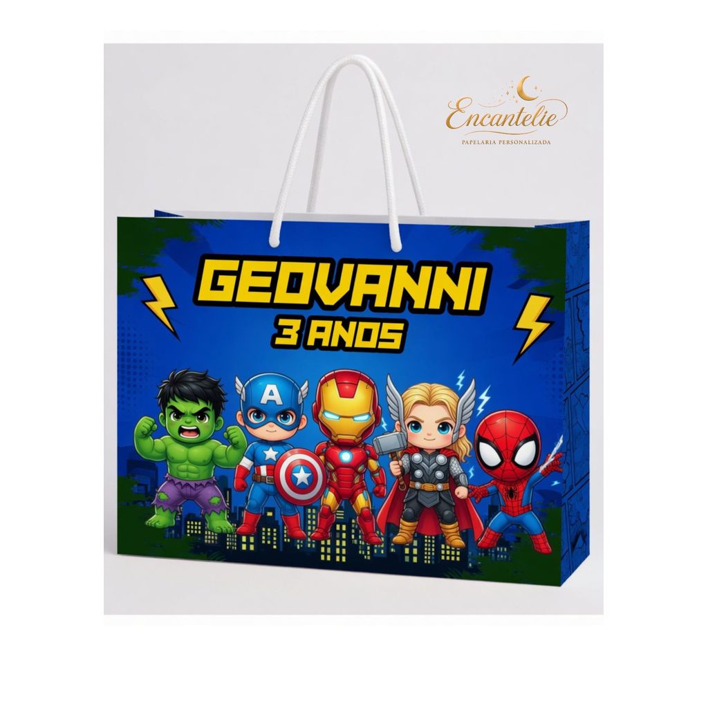 Sacolinha Personalizada | Heróis homem aranha, Huck etc | Lembrancinha Aniversário | Personalizado | pegue e monte