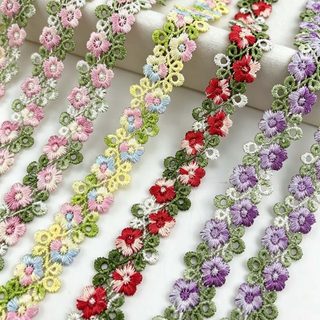 (2 Jardas/Pacote) 2CM De Largura Cor Oco Bordado Solúvel Em Água Renda Flor Textura Decoração Bandana Artesanal Material