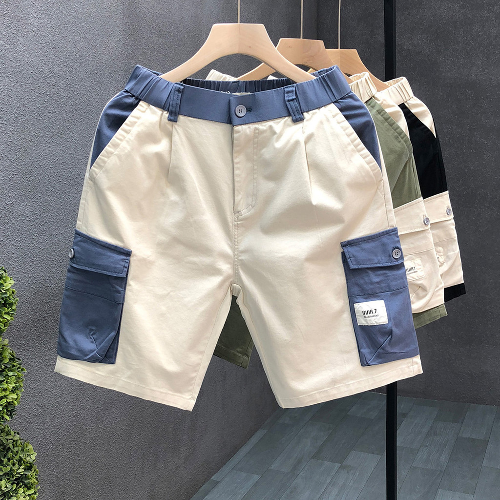 Moda macacão Shorts masculino Street Wear na moda calças cortadas 2025 verão novo estilo masculino All-Match solto meio 