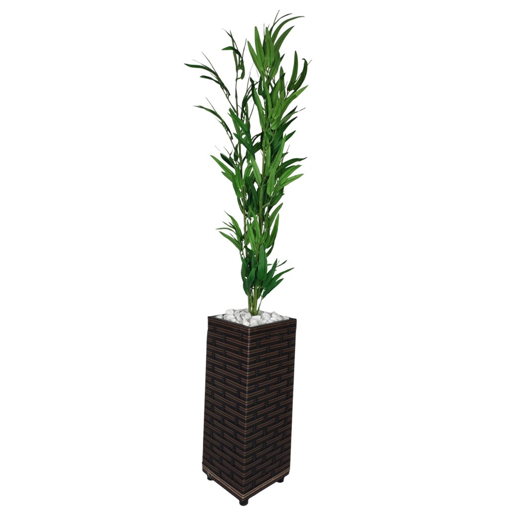 Planta Artificial Permanente Bambu  Da Sorte  3 Arranjo +  Vaso 42 Cm Decoração Casa Sala Escritorio