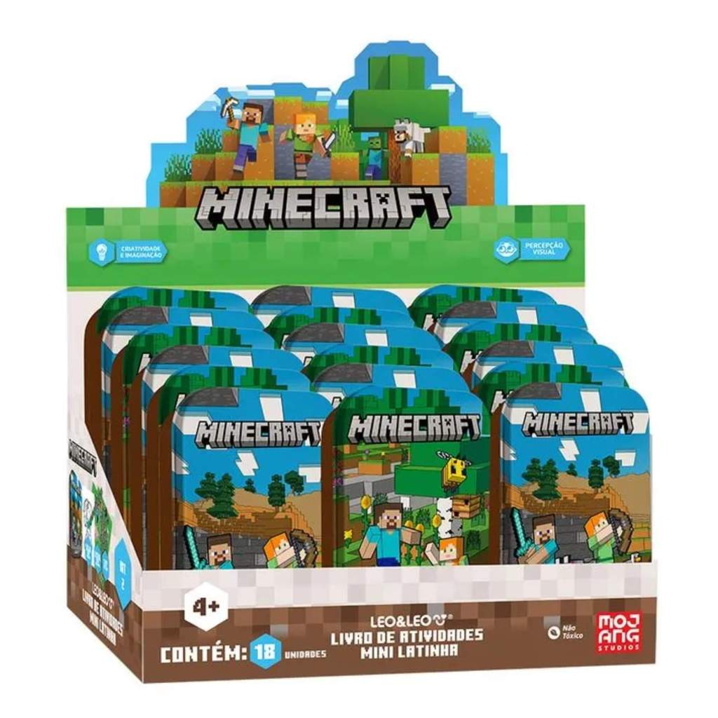 Display com 18 unidades de Livros de Atividades Mini Latinha Minecraft Leo&Leo Leonora - 10650