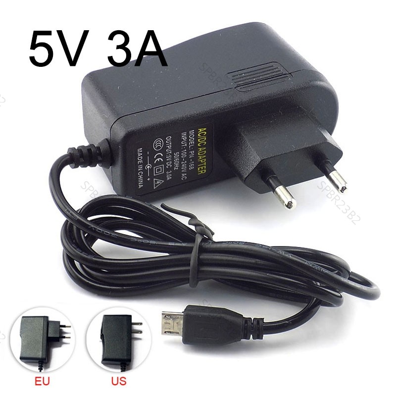 Adaptador De Alimentação Micro USB 5V 3A AC DC Plugue Ue Eua 100V-240V 3000mA Fonte De Carregador BR23B2