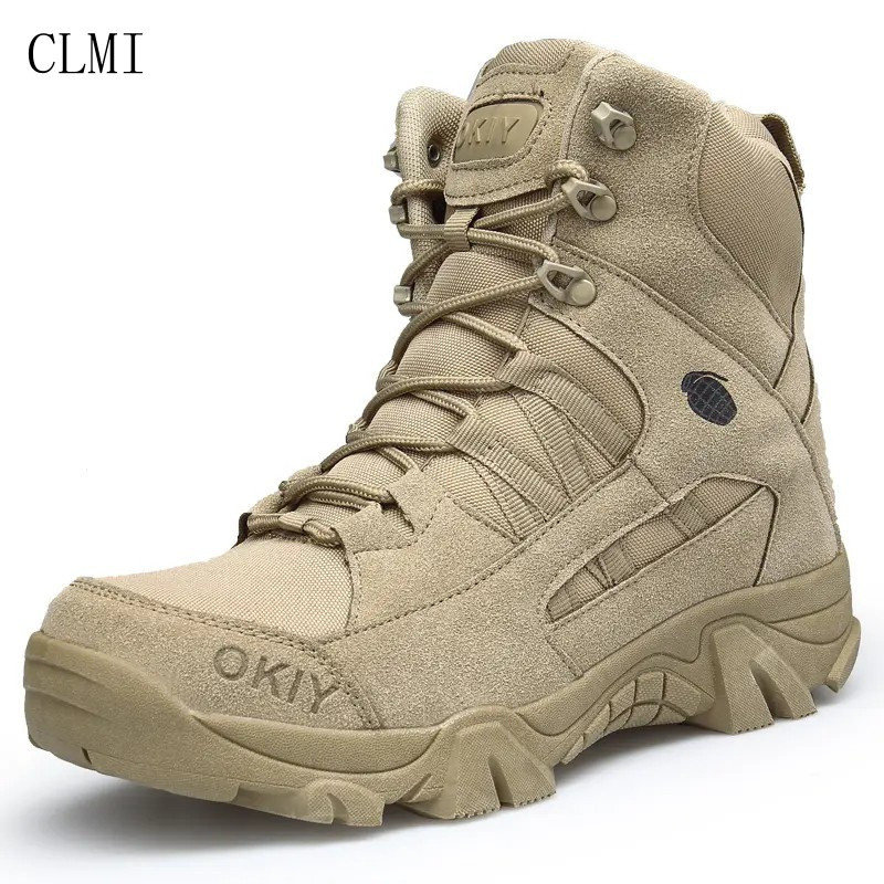 Botas Táticas Militares de Trabalho em Couro Genuíno para Uso Externo, Botas Casuais de Combate R5096