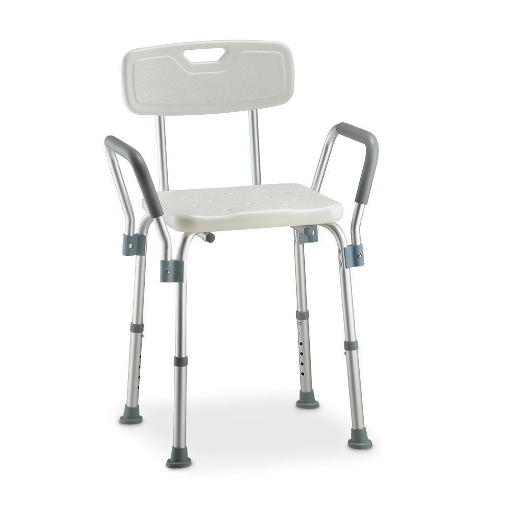 Banqueta de Banho Dellamed D3 com Encosto e Braços Ajustáveis 135kg