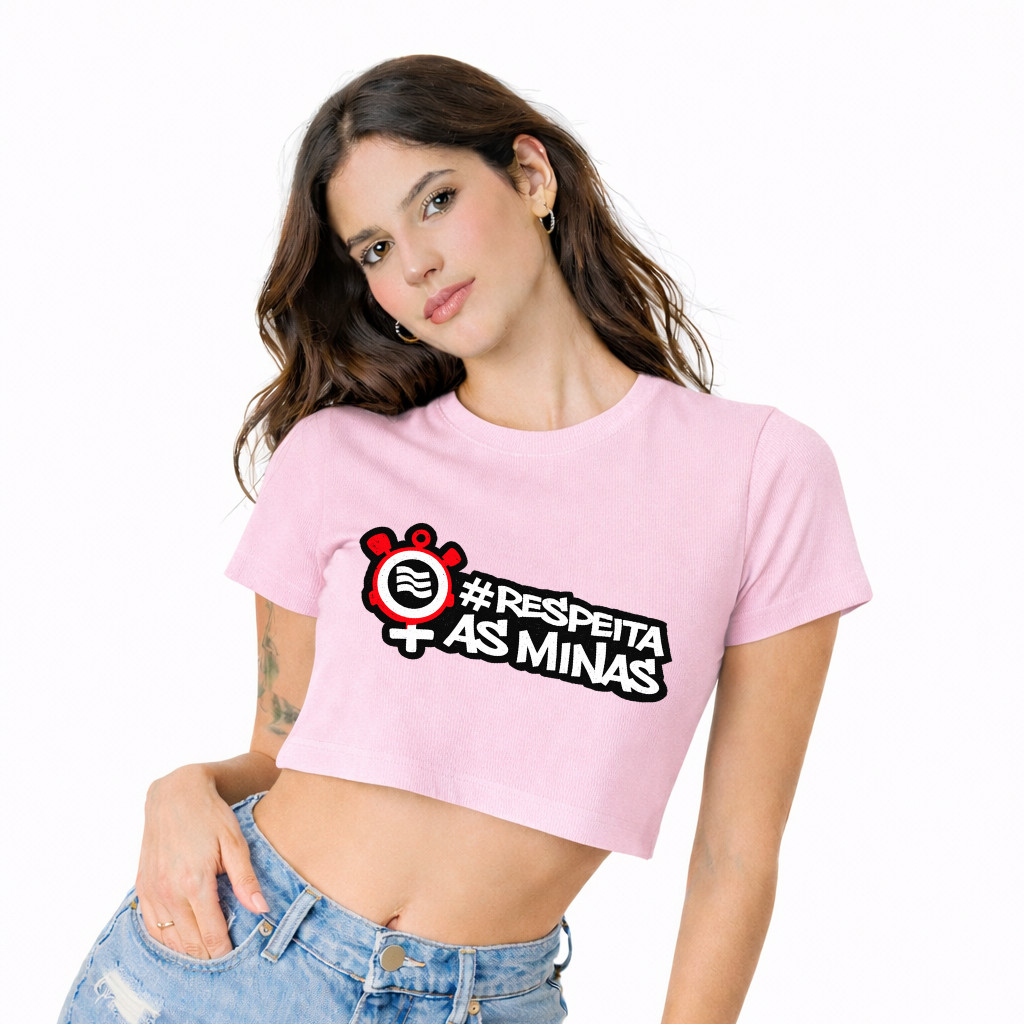 Cropped Corinthians Feminino Premium Estampa Respeita As Mina Conforto Total