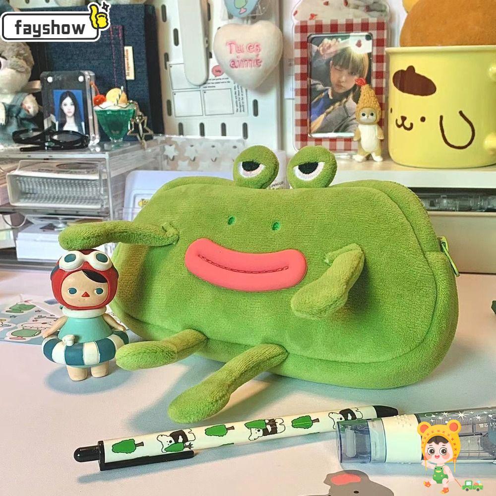 Bolsa De Lápis FAYSHOW , Caixa De Papelaria De Sapo Engraçado De Grande Capacidade , Caneta Criativa De Pelúcia , Materi