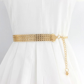 [NSNEB] Cinto De Cintura Metálica De Onda Simples Fivela De Ouro Acessórios De Vestido Casamento Festa Noiva
