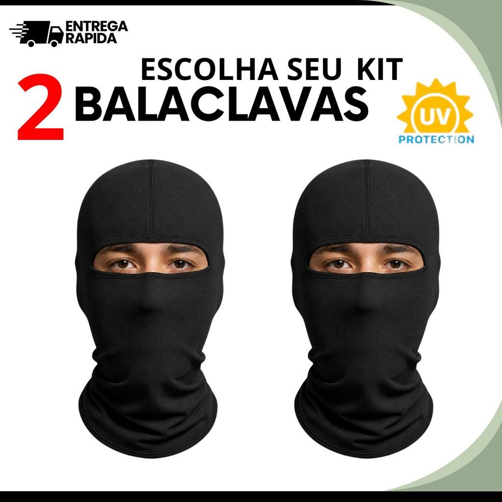 Promoçao 2 Balaclava Touca Ninja Preta Proteção UV – Moto, Bike, Pesca, Uso Tático, Airsoft e Paintball