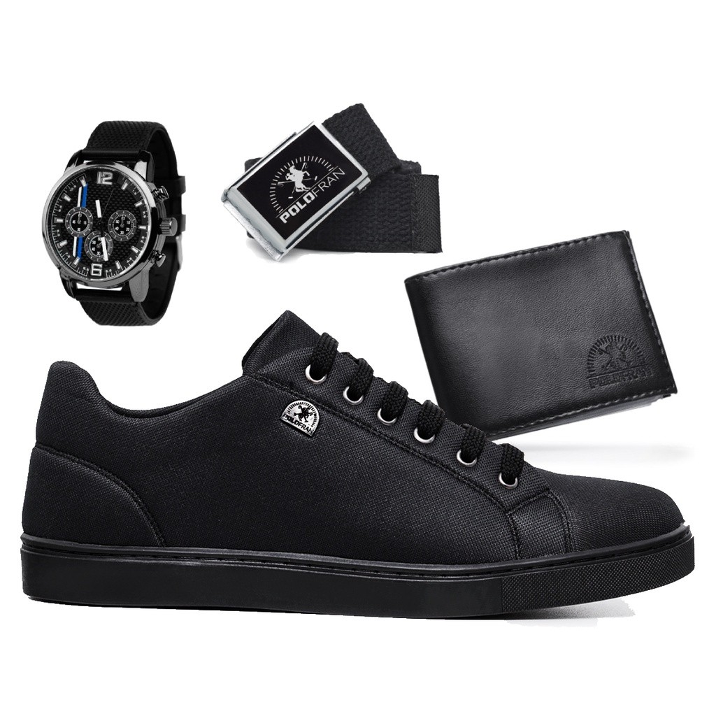 Kit Tênis Masculino London Polo Fran Sapatênis Casual + Relógio + Carteira + Cinto London