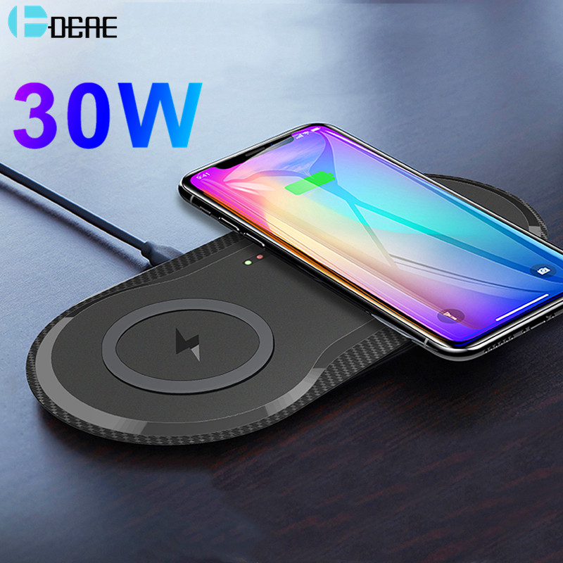 QXZ 2 Em 1 30W Carregador Sem Fio Duplo Qi Para IPhone 13 12 11 XS Max XR X 8 Ai