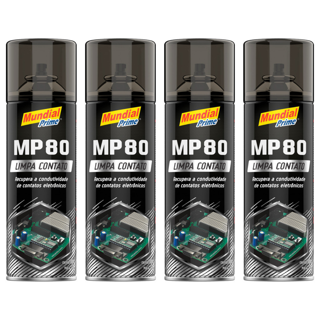 04 Limpa Contatos MP80 300ml Spray Circuitos Elétricos Eletrônicos Automotivo Informática Celulares