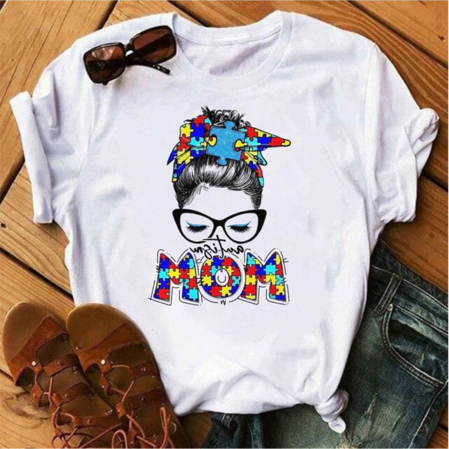 Camiseta Blusa feminina T-shirt casual Basica, Unisex Autismo, mikey Mãe de autista