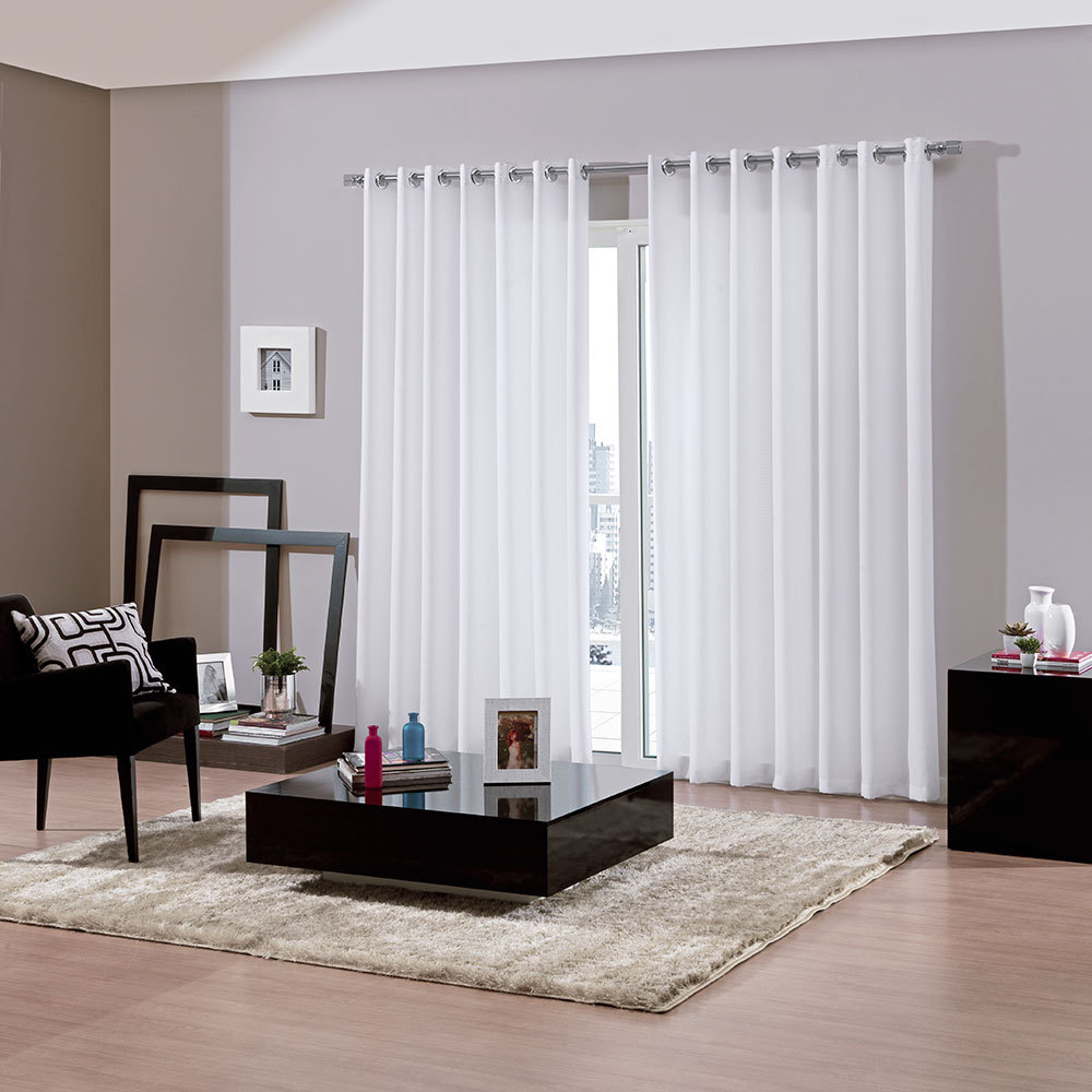 Cortina para Sala / Quarto Duplex Bellini 3,0x1,7m Branco - Bella Janela