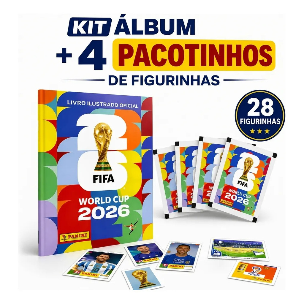 Álbum Oficial Copa Do Mundo 2026 Brochura + 28 Figurinhas