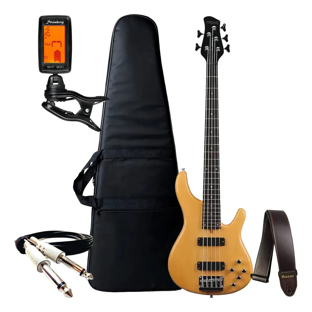 Kit Contra Baixo Tagima 5 Cordas Millenium 5 Natural + Kit Acessórios