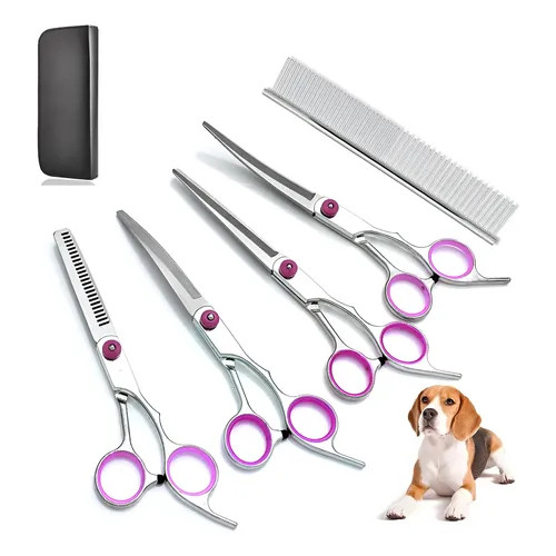 Kit 5 Tesouras Tosa Tesoura Pet Shop Profissionai Banho Tosa