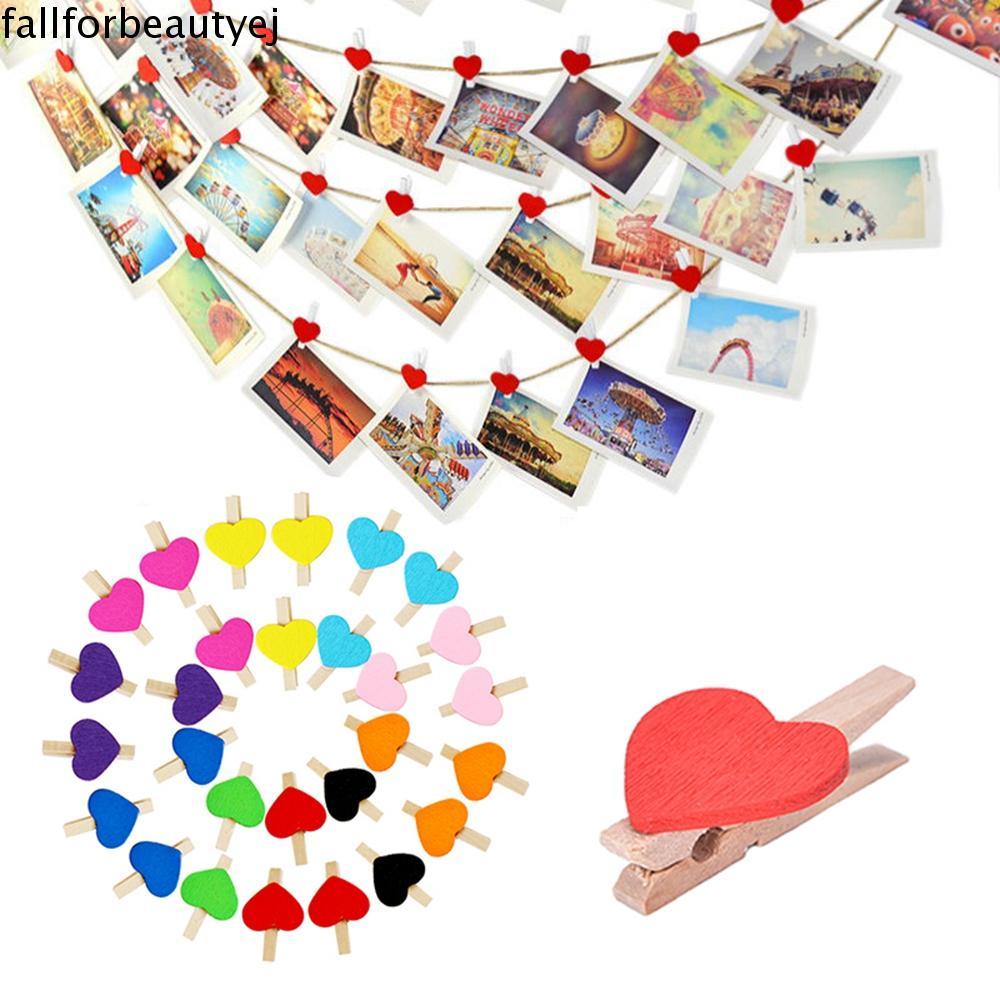 FALLFORBEAUTYEJ Prendedores De Roupas Artesanato Em Forma De Coração 50 Pçs/Lote Casa Mini Clipe De Foto DIY