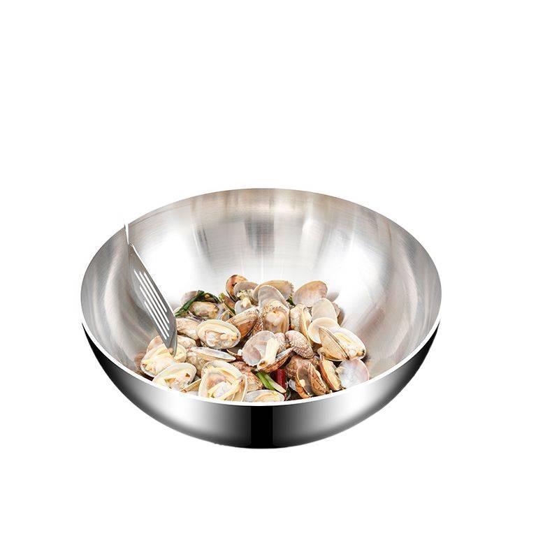 304 aço inoxidável wok antiaderente wok frigideira fritar ensopado a vapor Multi-função panela de leite não revestido fr