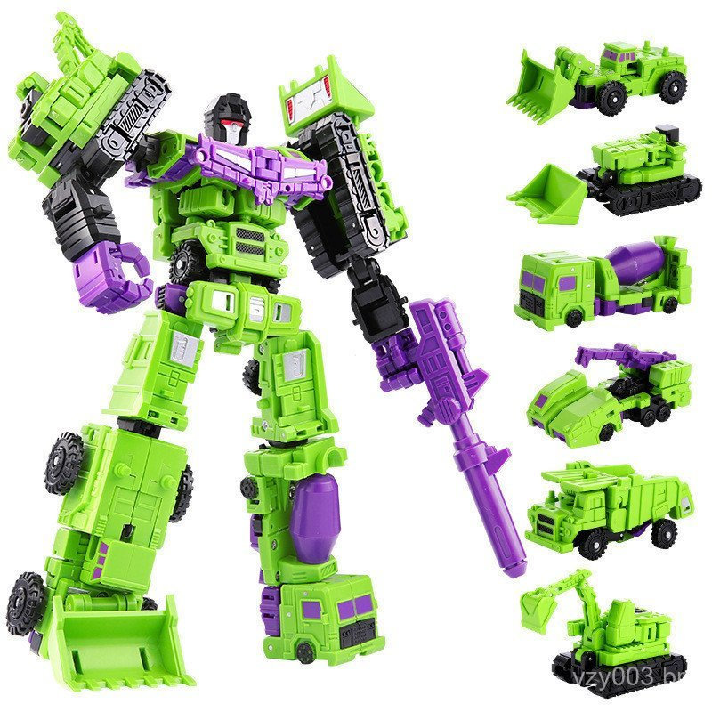 6 em 1 KO 21cm Mini Transformação Defensor Devastador Modelo Robô Figura de Ação