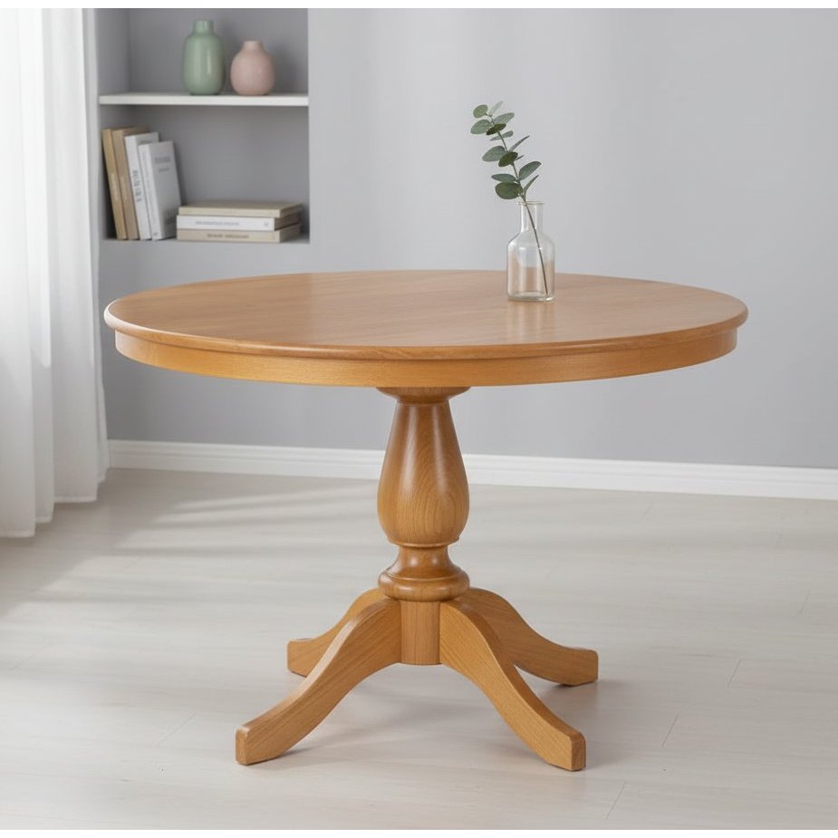 Mesa de Jantar 4 Lugares Redonda Tampo de Madeira Maciça Gardênia
