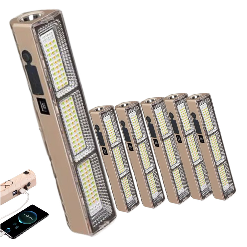 Kit 5 Luminária Led Tubo 200w Emergência Camping Lampião Pesca Barraca Lanterna 22cm Luminoso Recarregável