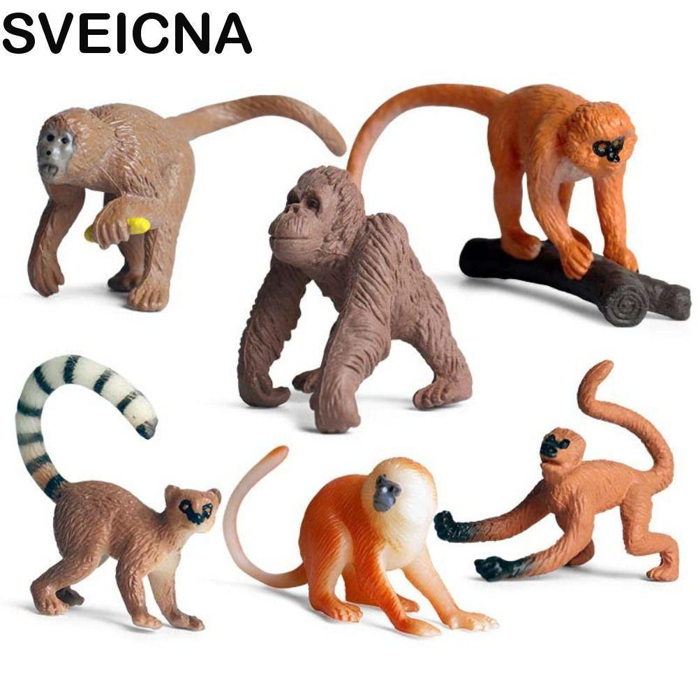 Figuras De Ação De Macaco SVEICNA , Modelo De Chimpanzé De Animal Selvagem De Material PVC Educacional De Gorila Orangot
