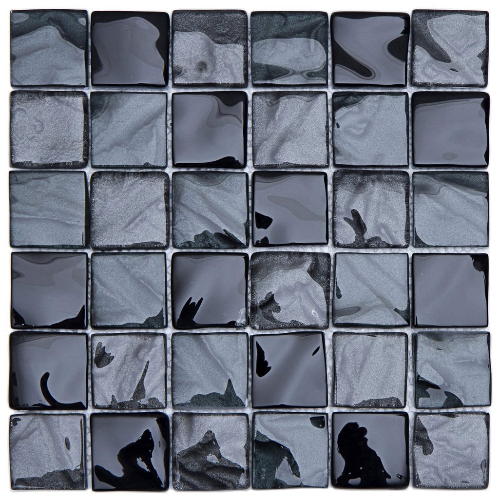 Pastilha de Vidro Jansui de 30cm X 30cm Rende  Glass Mosaic Preto