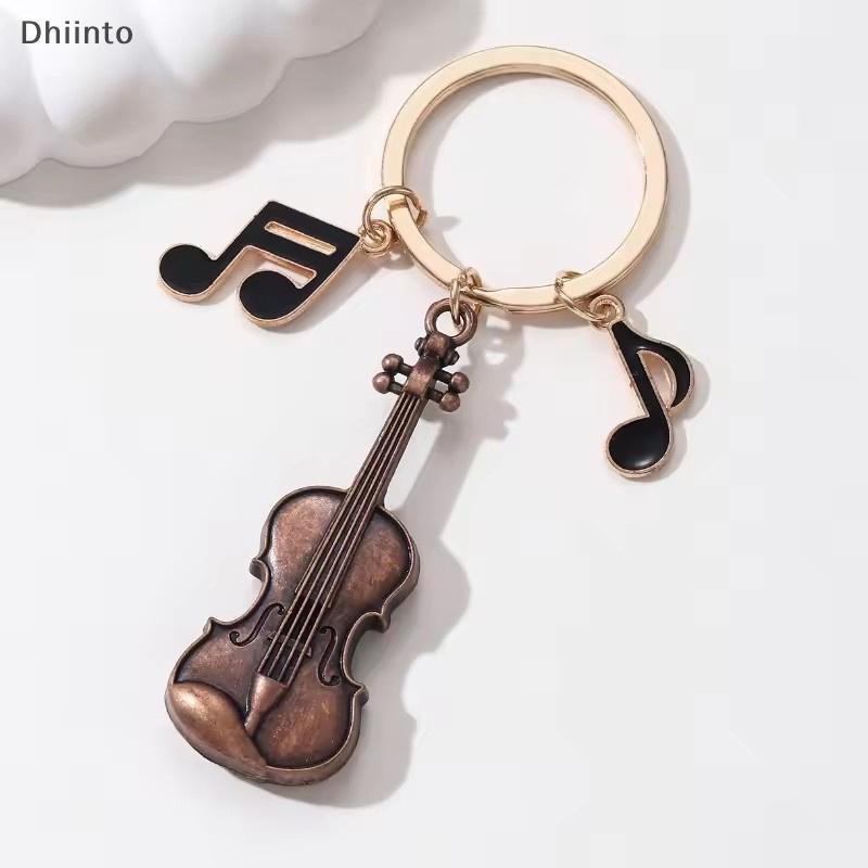 [Dhiint] 1 Peça Instrumento Musical Música Chaveiro Clássico Violino Notas Esmalte Bom Presente Para Amigos Músico Joias