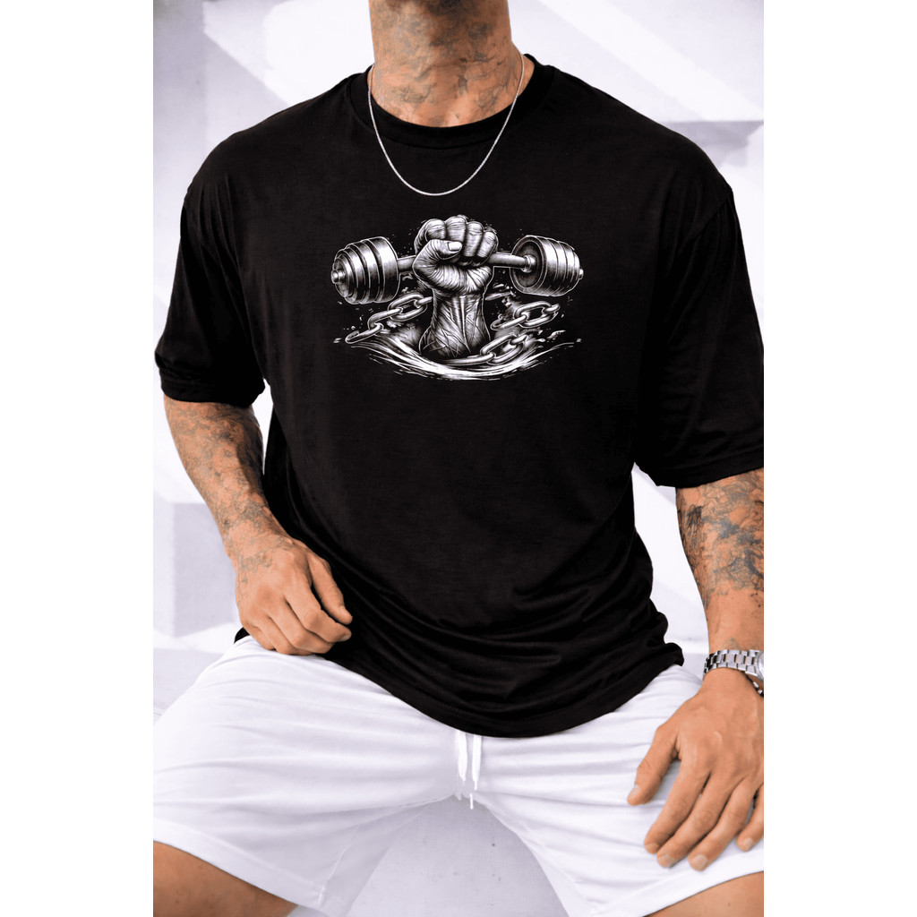 Camiseta academia Masculina Exclusiva 100% Algodão Preta Estampada Alta Definição Corrida Caminhada blusa fitness
