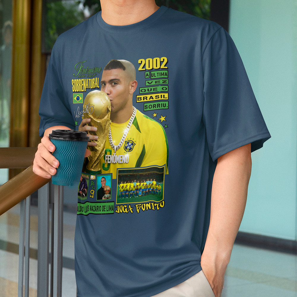 Camiseta Masculina Ronaldo Fenômeno Copa Do Mundo 2002 Brasil Futebol Camisa Algodão Premium 30.1