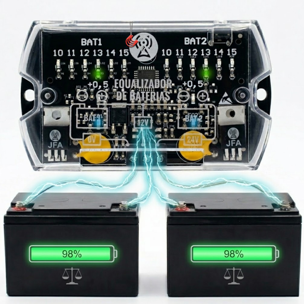 Equalizador JFA para Baterias em Série 24v 48v Balanceador Tensão Para Carregador Fonte Som Offgrid