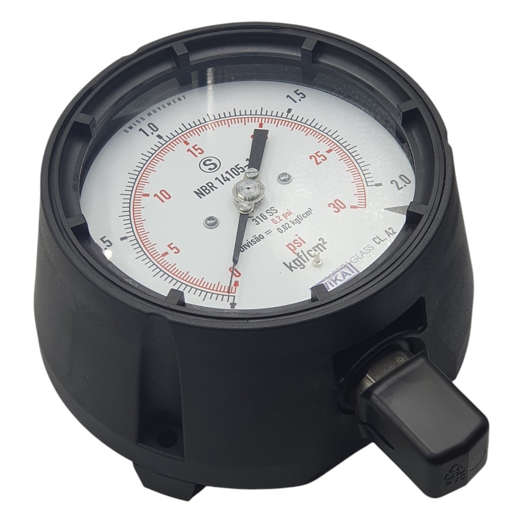 Manômetro Wika DN 130mm 0 a 2kgf/cm² x 0 a 30psi 1/2NPT