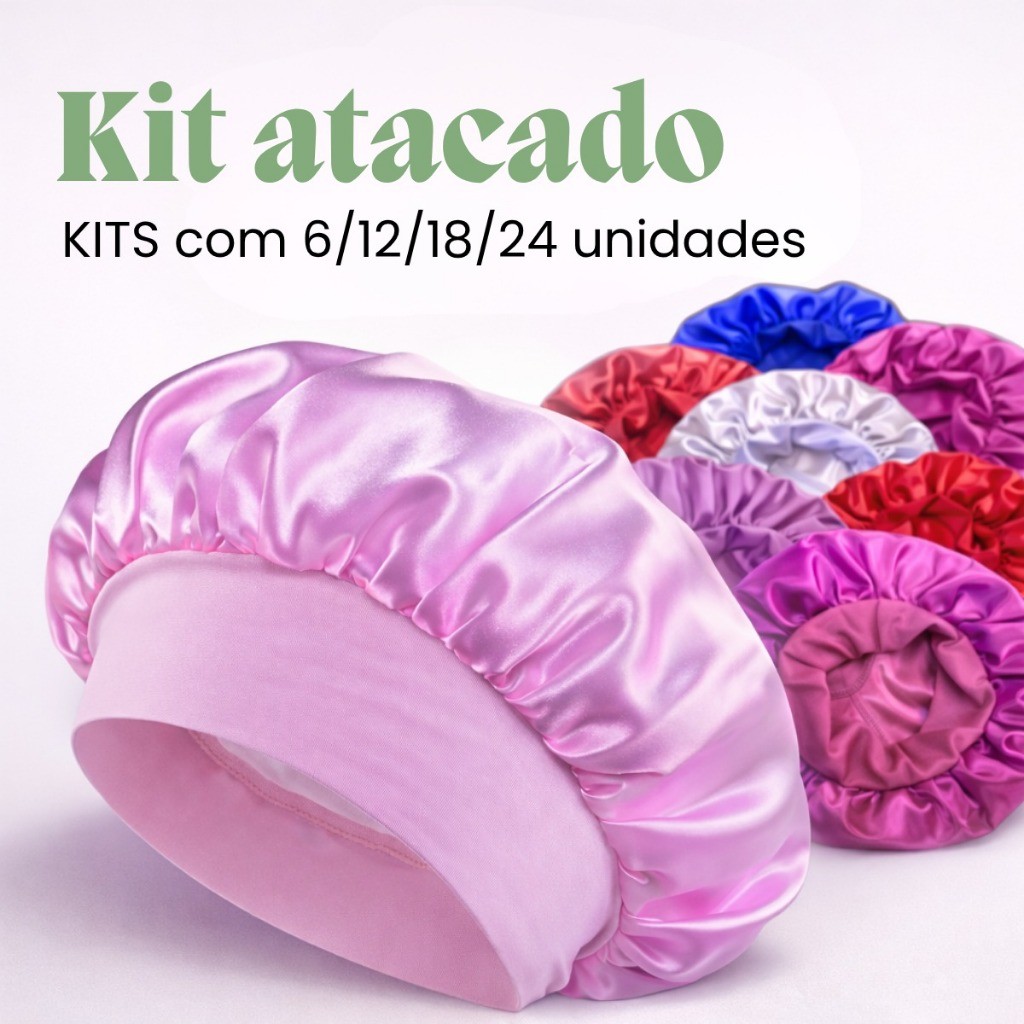 Toucas de Cetim com Faixa Profissional Anti-Frizz  Proteção Capilar  Kit 6/12/18/24– Cor única