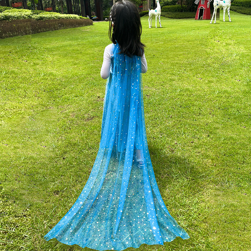 Meninas capa única Elsa Anna vestido de princesa esfregando manto All-Match lantejoulas estilo fino protetor solar manto